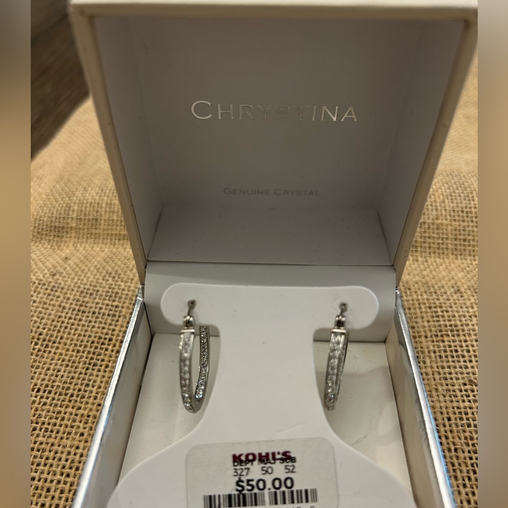 Chrystina Genuine Crystal hoop earrings